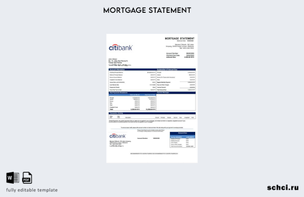 цифровая загрузка Малайзия Citibank Malaysia Выписка по ипотеке в формате Word и